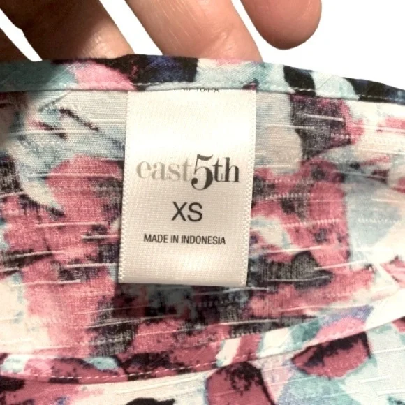 🌺NEW‼️EAST 5TH ABBY FLORAL MULTI SHORT SLEEVE OVERSIZED FLOWY BLOUSE TOP NWOT - Picture 4 of 7